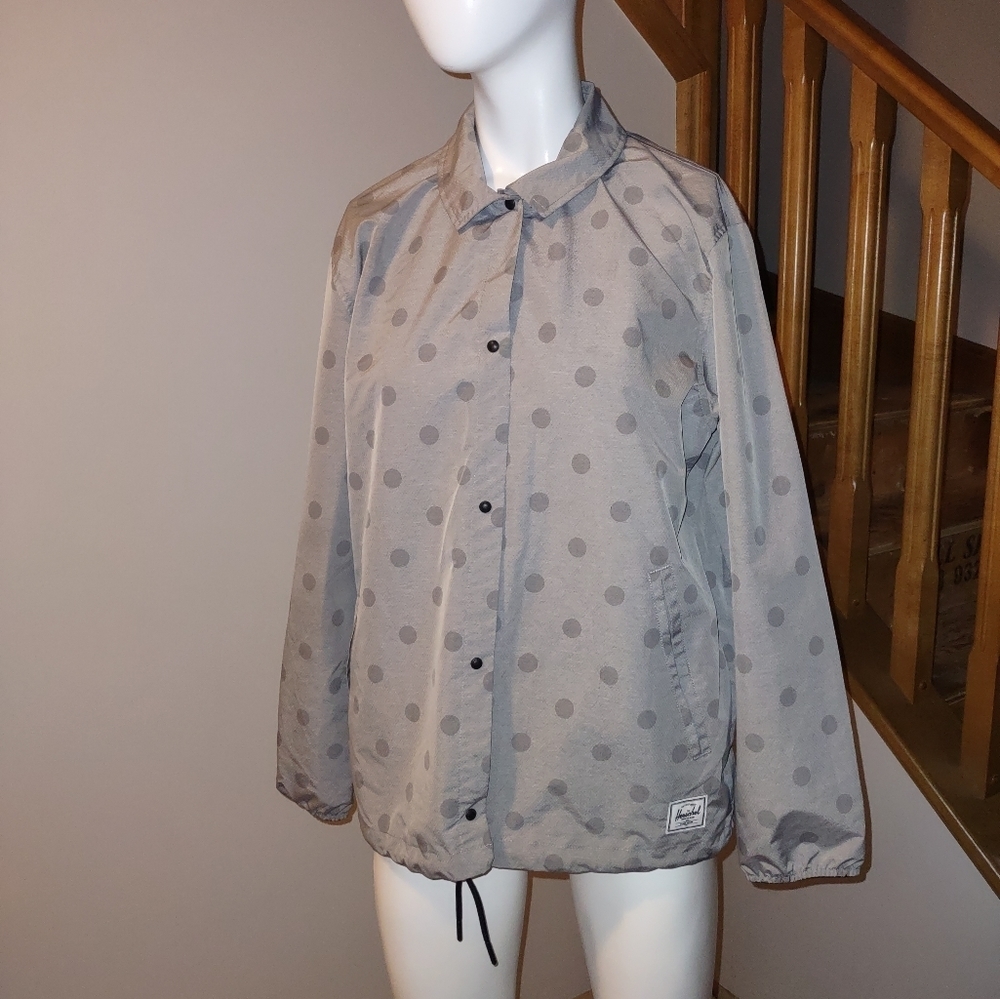 HERSCHEL supply company grey polka dot rain type jacket